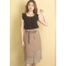 Calf Length Two Fabric Asymmetric Skirt